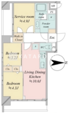 ドゥーエ王子神谷 406 間取り図