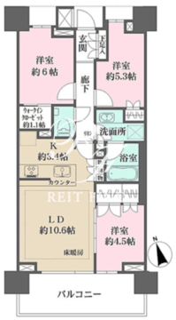 ザ・パークハウス浅草 803 間取り図
