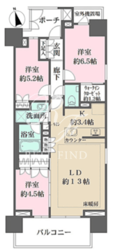 ザ・パークハウス浅草 404 間取り図