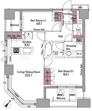 パークアクシス白金台 1202 間取り図