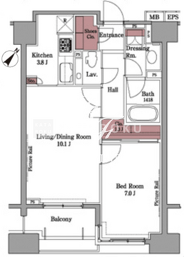 パークアクシス白金台 804 間取り図