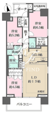 ザ・パークハウス浅草 804 間取り図