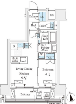 シーズンフラッツ浅草六丁目 803 間取り図