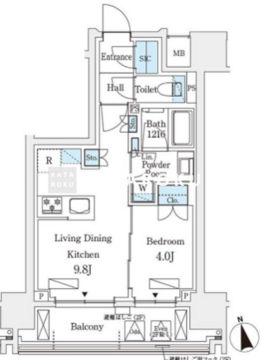 シーズンフラッツ浅草六丁目 603 間取り図