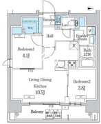 デュオフラッツ浅草蔵前 402 間取り図