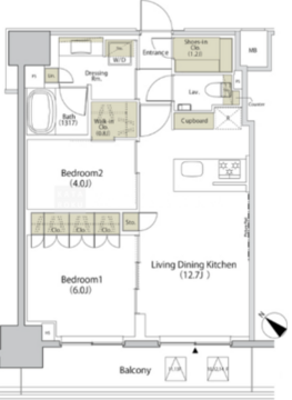 ザ・パークハビオ江古田 1302 間取り図
