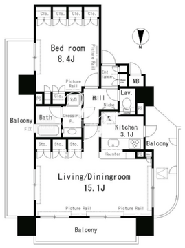 パークアクシス四谷ステージ 1401 間取り図