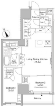 ザ・パークハビオ日本橋茅場町 1009 間取り図