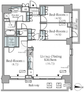 パークアクシス辰巳ステージ 511 間取り図