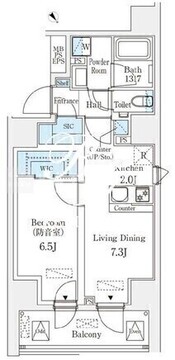 フィシオ飯田橋 502 間取り図