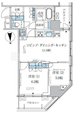 パークアクシス上野松が谷 503 間取り図