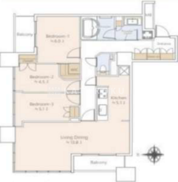 ザ湾岸タワーレックスガーデン 1408 間取り図