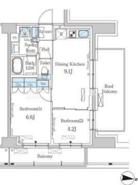 パークアクシス木場キャナルウエスト 1105 間取り図