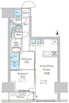 パークアクシス品川天王洲アイル 209 間取り図