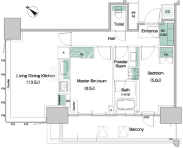 パークアクシス豊洲キャナル 718 間取り図