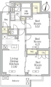 ミレーネ滝野川 304 間取り図