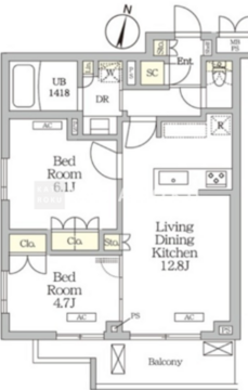 ミレーネ滝野川 308 間取り図