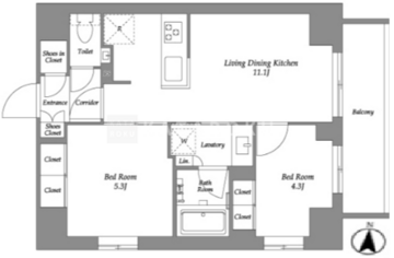 ウエリスアーバン住吉イースト 905 間取り図