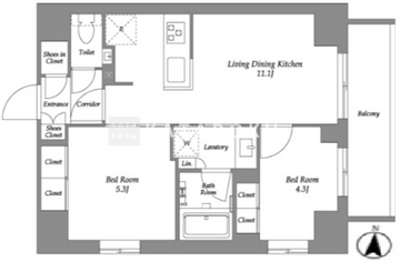 ウエリスアーバン住吉イースト 1003 間取り図