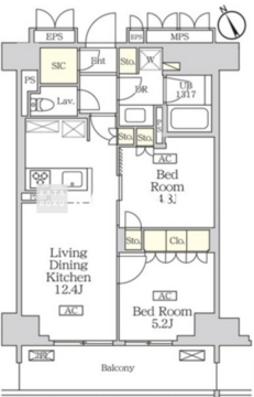 リーフシティ市川ザ・レジデンス 306 間取り図