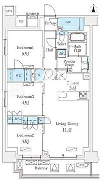 フロンティアレジデンス錦糸公園 349 間取り図