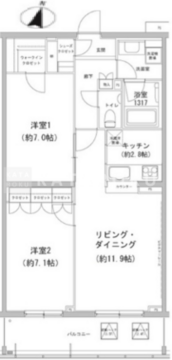 ヒューリックコート雪が谷 413 間取り図