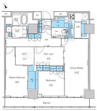 パークアクシス滝野川ラブリーズ 1203 間取り図