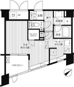 コスモリード新宿余丁町 101 間取り図