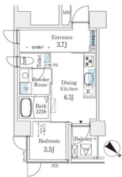 コスモグラシア大塚 1002 間取り図