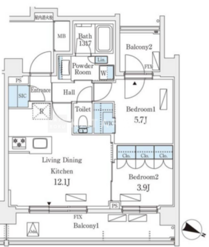 シーズンフラッツ町屋 801 間取り図