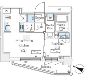 シーズンフラッツ町屋 506 間取り図