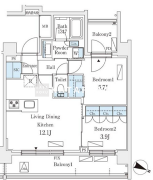 シーズンフラッツ町屋 701 間取り図
