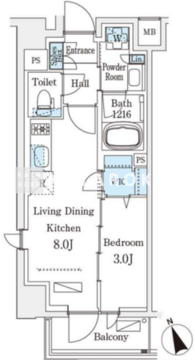 ジオエント早稲田 201 間取り図