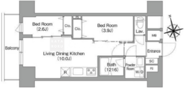 コンフォリア・リヴ南砂町イースト 1308 間取り図