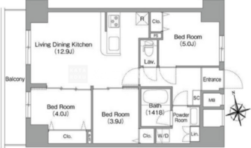コンフォリア・リヴ南砂町イースト 1309 間取り図