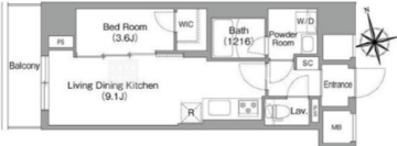 コンフォリア・リヴ南砂町イースト 302 間取り図