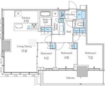 大崎ステーションレジデンス 2901 間取り図