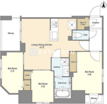 ドゥーエ両国4 401 間取り図