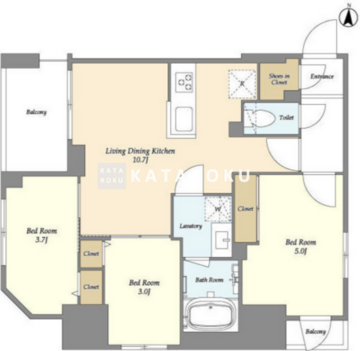 ドゥーエ両国4 801 間取り図