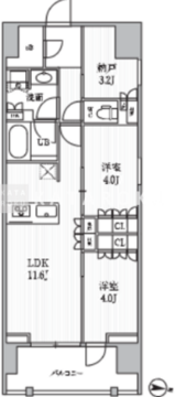シーズンフラッツ押上フィオーレ 202 間取り図