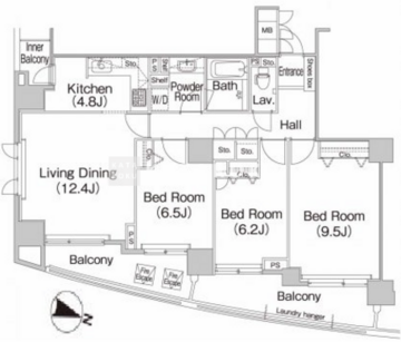ミレニアムガーデンコート 206 間取り図