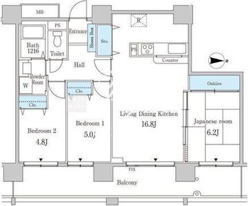 セルリアンホームズ勝どき 1702 間取り図