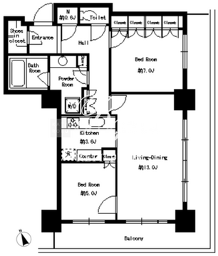 パークタワー芝浦ベイワードアーバンウイング 1702 間取り図