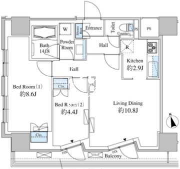 ベルファース芝浦タワー 2703 間取り図