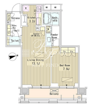 パークアクシス御成門 1704 間取り図