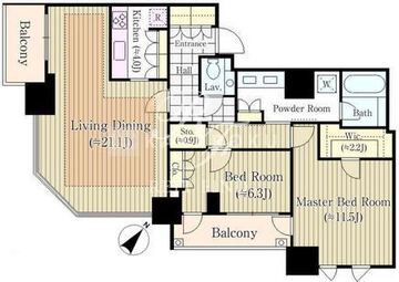 パークコート六本木ヒルトップ 2506 間取り図