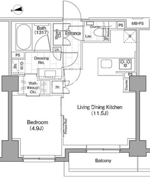 ザ・パークハビオ新宿 130 間取り図