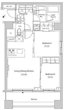 ザ・パークハビオ目黒プレイス 408 間取り図