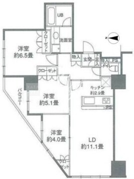 カスタリアタワー品川シーサイド 1208 間取り図