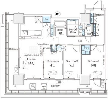 ロイヤルパークス品川 1305 間取り図
